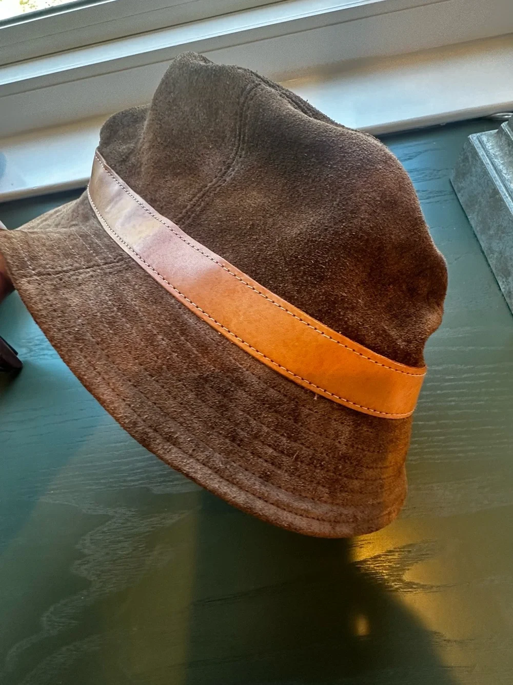 Coach band leather hat